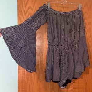 Navy off shoulder romper